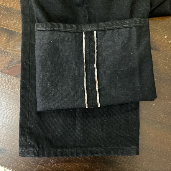 Tellason Japanese Black Selvedge Denim Blubaugh Mid Rise Slim Straight Jeans 33 - Picture 13 of 15